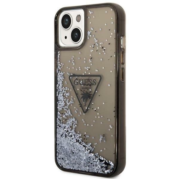 Guess Liquid Glitter Triangle Logo-fodral - iPhone 14-fodral (svart)