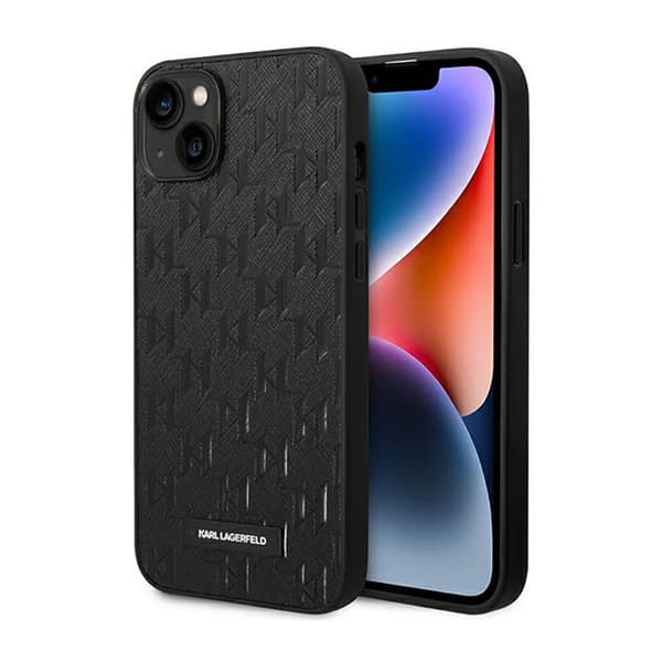 Karl Lagerfeld Saffiano Mono Metal Logo - iPhone 14 Plus -kotelo (musta)