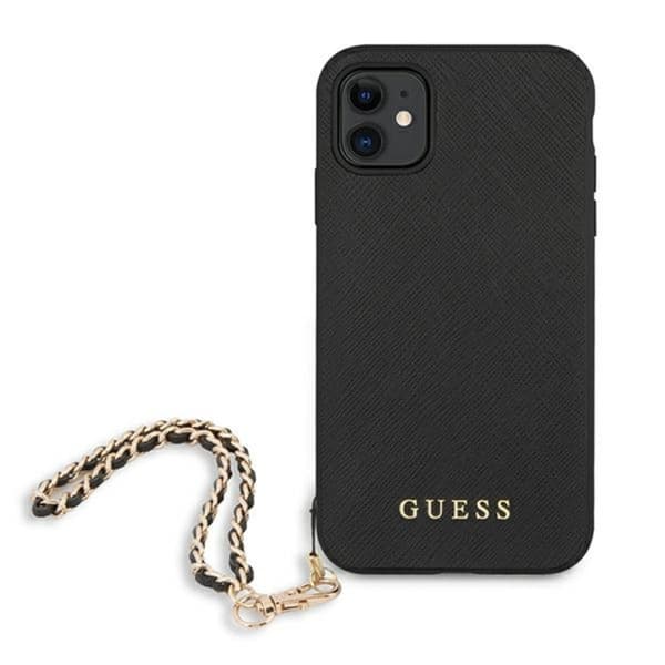 Guess Saffiano Chain - iPhone 11-fodral (svart)