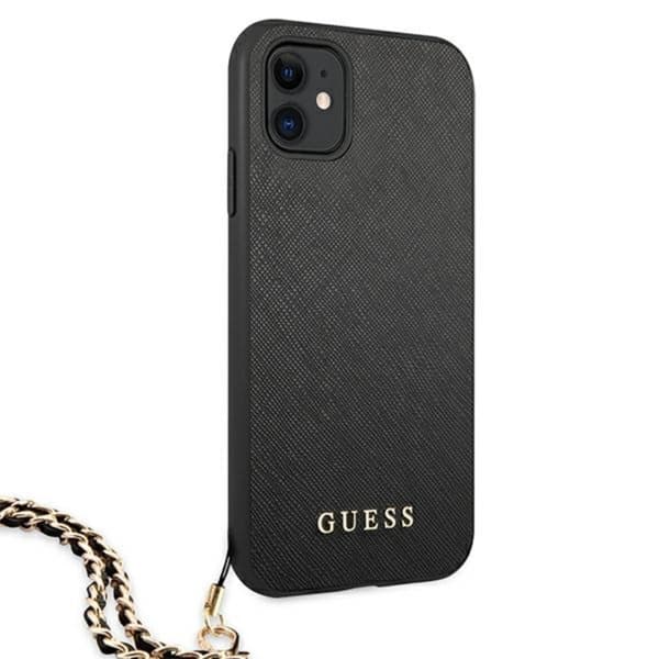 Guess Saffiano Chain - iPhone 11-fodral (svart)