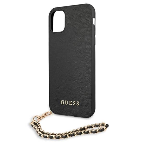 Guess Saffiano Chain - iPhone 11-fodral (svart)