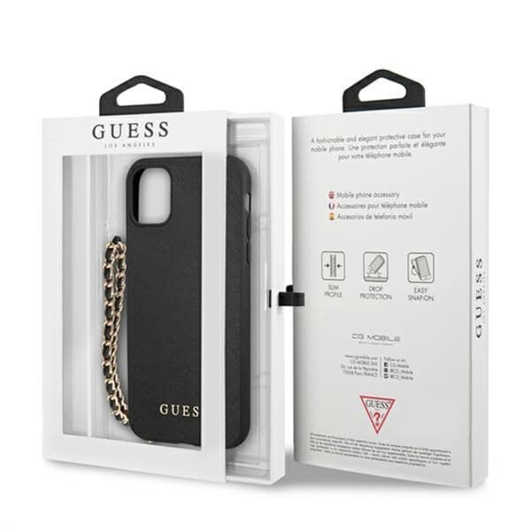 Guess Saffiano Chain - iPhone 11-fodral (svart)