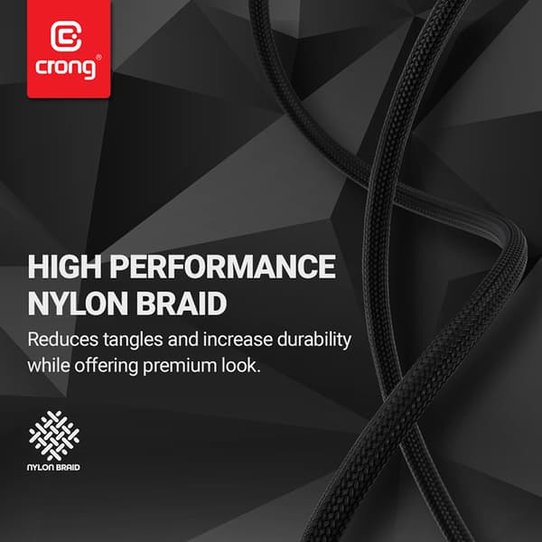 Crong Armor Link - USB-C lynhurtigt opladningskabel med MFi-certificering 150 cm (sort)