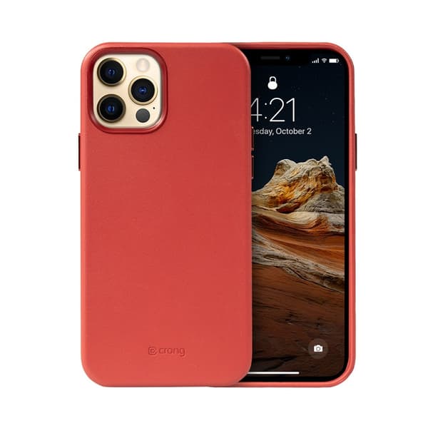Crong Essential Cover - iPhone 12 Pro Max imiteret lædercover (rød)