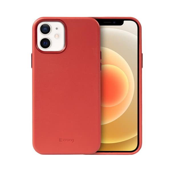 Crong Essential Cover Magnetic - iPhone 12 / iPhone 12 Pro MagSafe læderetui (rød)