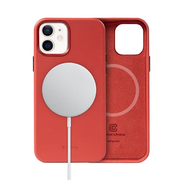 Crong Essential Cover Magnetic - iPhone 12 / iPhone 12 Pro MagSafe læderetui (rød)