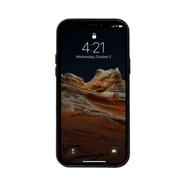 Crong Essential Cover - iPhone 12 Pro Max imiteret læderetui (sort)
