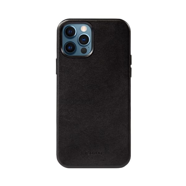 Crong Essential Cover - iPhone 12 Pro Max imiteret læderetui (sort)