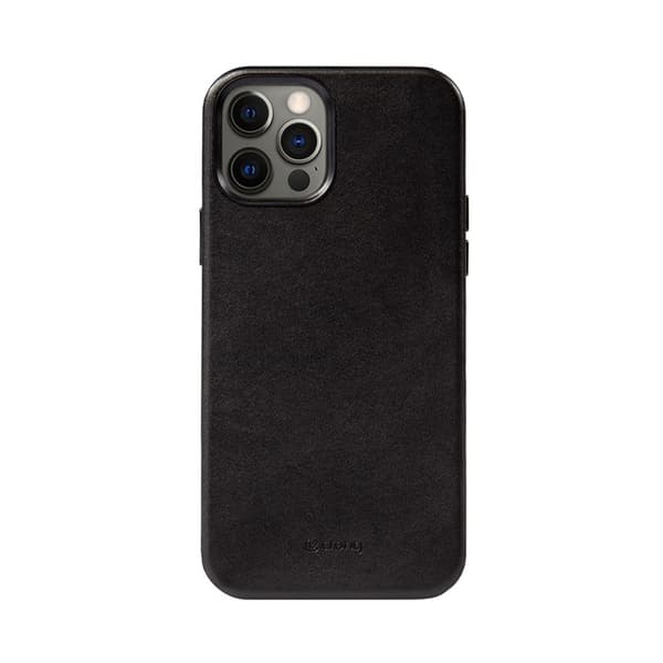 Crong Essential Cover - iPhone 12 Pro Max imiteret læderetui (sort)