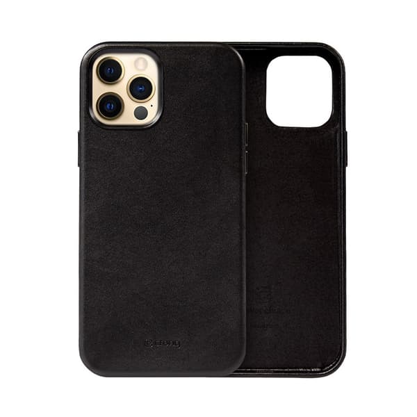 Crong Essential Cover - iPhone 12 Pro Max imiteret læderetui (sort)