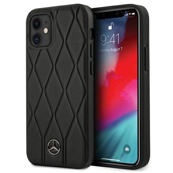 Mercedes Leather Wave Line - iPhone 12 minikotelo (musta)