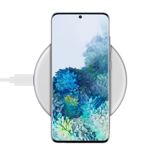 Crong PowerSpot Fast Wireless Charger – Aluminium Qi 15W USB-C trådløs oplader med hærdet glasbelægning (sølvhvid)
