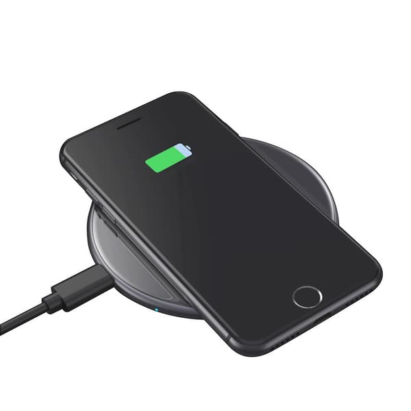 Langaton Crong PowerSpot -pikalaturi – alumiininen Qi 15 W:n langaton USB-C-laturi karkaistulla lasipinnoitteella (Shadow Black)