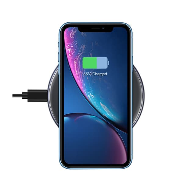 Langaton Crong PowerSpot -pikalaturi – alumiininen Qi 15 W:n langaton USB-C-laturi karkaistulla lasipinnoitteella (Shadow Black)