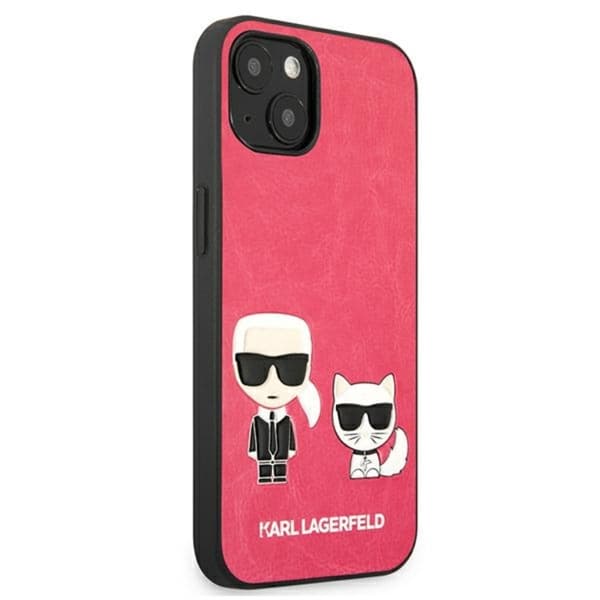 Karl Lagerfeld PU-læder Karl & Choupette præget - iPhone 13 Mini-etui (fuchsia)