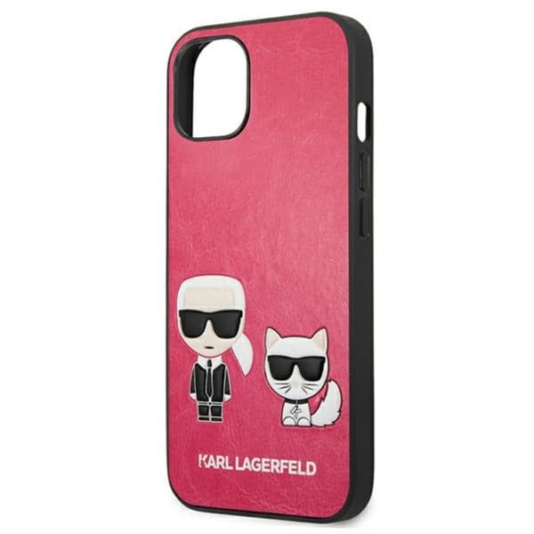 Karl Lagerfeld PU-læder Karl & Choupette præget - iPhone 13 Mini-etui (fuchsia)