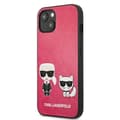 Miniatyrbillede 2 af 8: Karl Lagerfeld PU-læder Karl & Choupette præget - iPhone 13 Mini-etui (fuchsia)