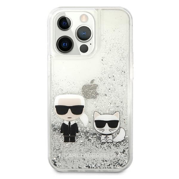 Karl Lagerfeld Liquid Glitter Karl & Choupette - iPhone 13 Pro Max -kotelo (hopea)