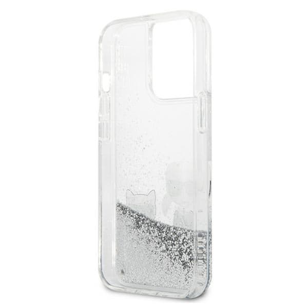 Karl Lagerfeld Liquid Glitter Karl & Choupette - iPhone 13 Pro Max -kotelo (hopea)