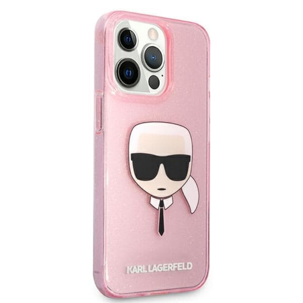 Karl Lagerfeld Karl's Head Glitter - iPhone 13 Pro Max etui (Pink)