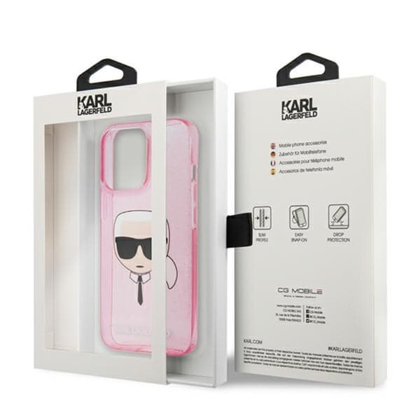 Karl Lagerfeld Karl's Head Glitter - iPhone 13 Pro Max etui (Pink)