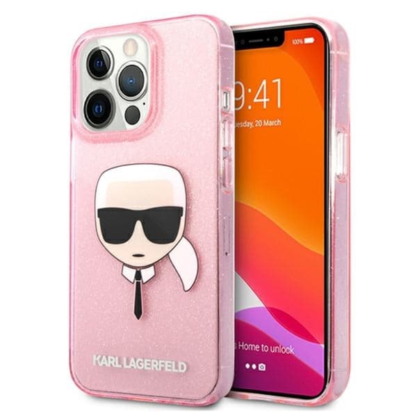 Karl Lagerfeld Karl's Head Glitter - iPhone 13 Pro Max etui (Pink)