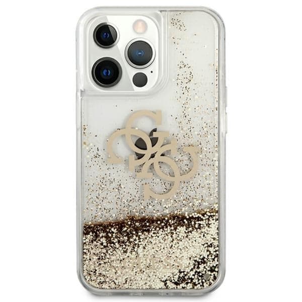Guess Liquid Glitter 4G Big Logo - iPhone 13 Pro Max etui (guld)