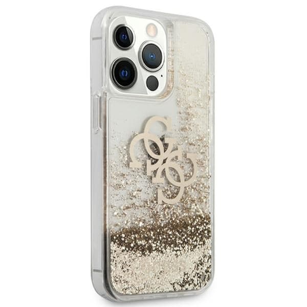 Guess Liquid Glitter 4G Big Logo - iPhone 13 Pro Max etui (guld)