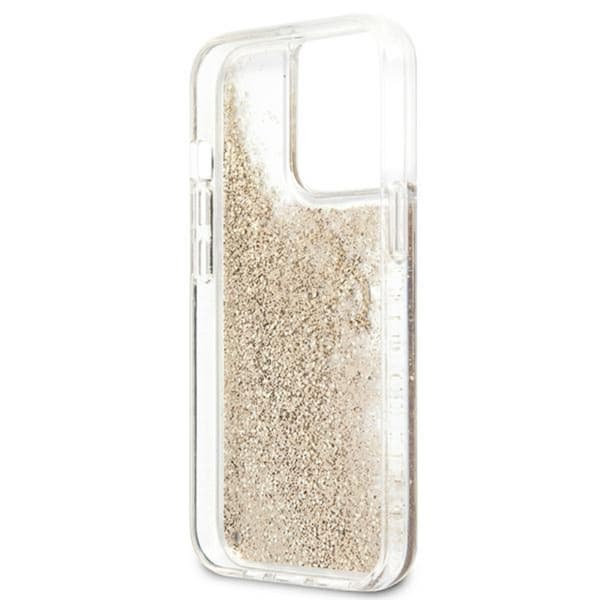 Guess Liquid Glitter 4G Big Logo - iPhone 13 Pro Max etui (guld)