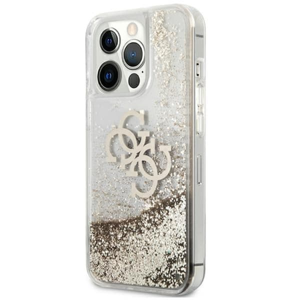 Guess Liquid Glitter 4G Big Logo - iPhone 13 Pro Max etui (guld)