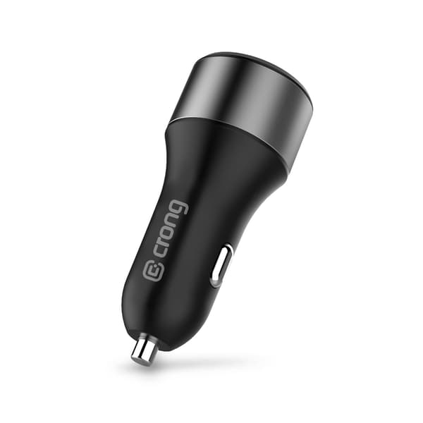 Crong Power Biloplader 63W – USB-C PD 45W + USB QC 3.0 18W biloplader (sort)