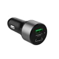 Miniatyrbillede 1 af 7: Crong Power Biloplader 63W – USB-C PD 45W + USB QC 3.0 18W biloplader (sort)