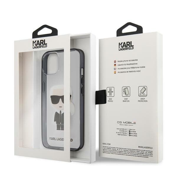 Karl Lagerfeld Ikonik Karl - iPhone 13 mini cover (gennemsigtig / sort ramme)