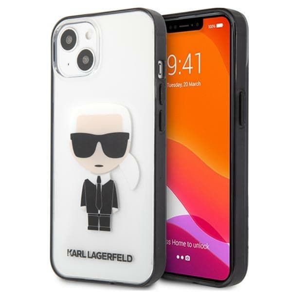 Karl Lagerfeld Ikonik Karl - iPhone 13 mini cover (gennemsigtig / sort ramme)