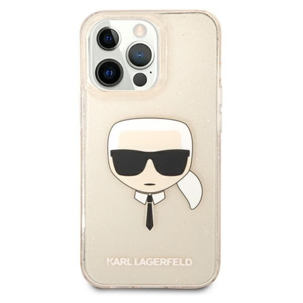 Karl Lagerfeld Karl's Head Glitter - iPhone 13 Pro-etui (guld)