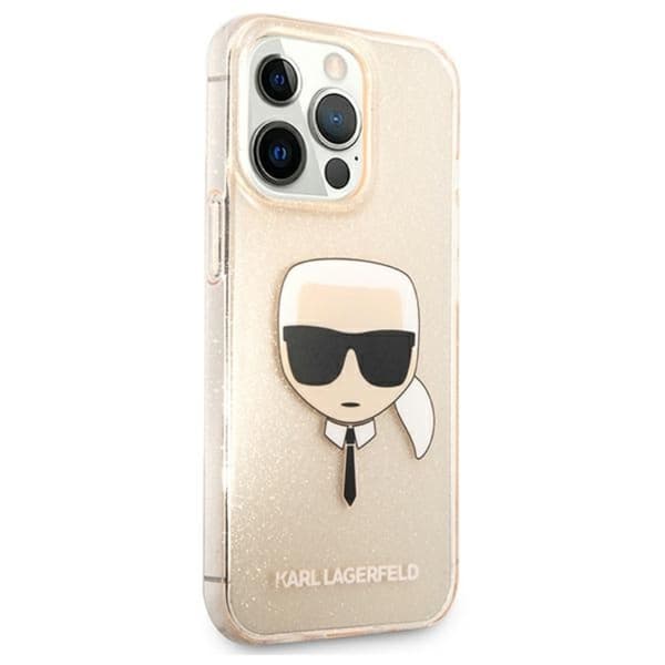Karl Lagerfeld Karl's Head Glitter - iPhone 13 Pro-etui (guld)