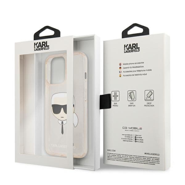 Karl Lagerfeld Karl's Head Glitter - iPhone 13 Pro-etui (guld)
