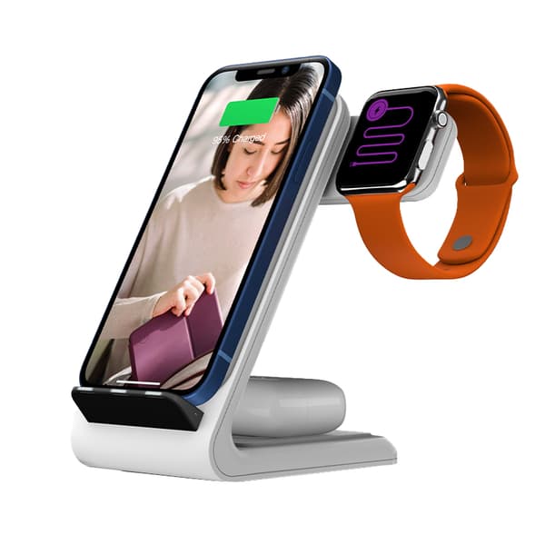 STM ChargeTree Swing – 3-i-1 trådløs oplader til iPhone, AirPods og Apple Watch (hvid)