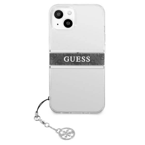 Guess 4G Stripe Grey Charm - iPhone 13 mini cover (gennemsigtig)