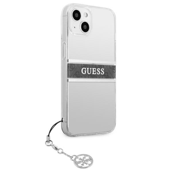 Guess 4G Stripe Grey Charm - iPhone 13 mini cover (gennemsigtig)