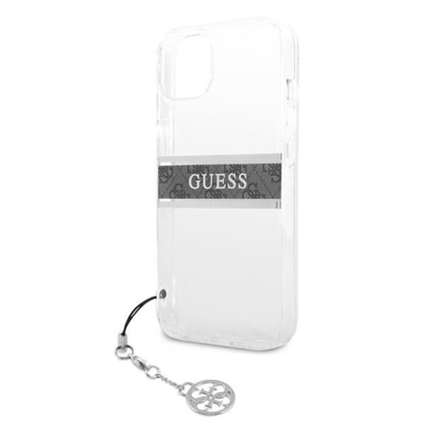 Guess 4G Stripe Grey Charm - iPhone 13 mini cover (gennemsigtig)