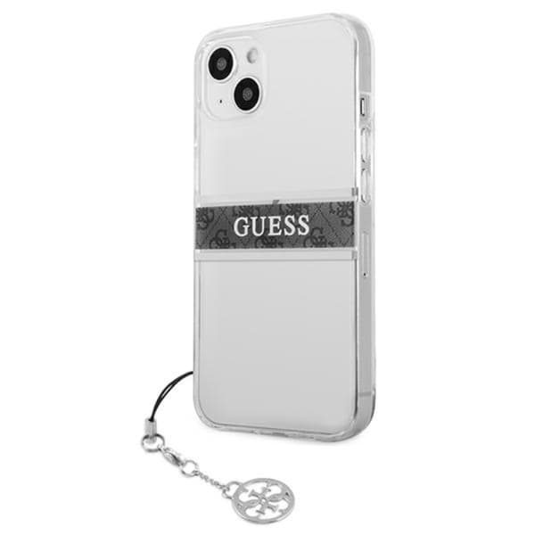 Guess 4G Stripe Grey Charm - iPhone 13 mini cover (gennemsigtig)
