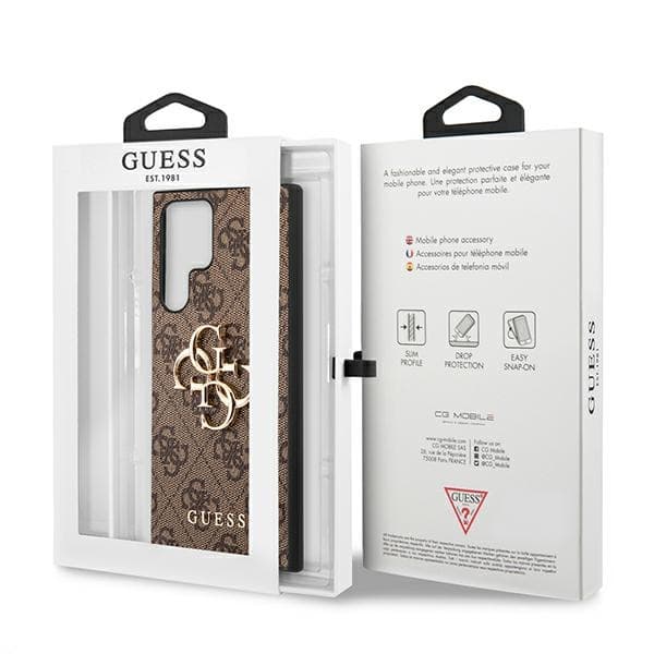 Guess 4G Big Metal Logo - Samsung Galaxy S22 Ultra Cover (Brun)