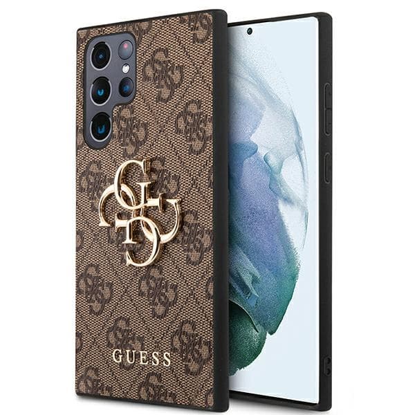 Guess 4G Big Metal Logo - Samsung Galaxy S22 Ultra Cover (Brun)