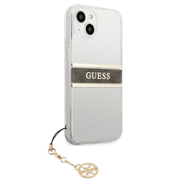 Guess 4G Stripe Brown Charm - iPhone 13 mini cover (gennemsigtig)