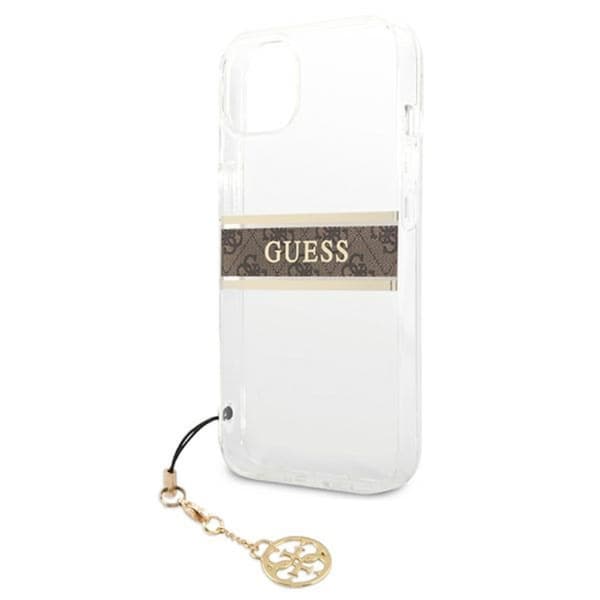 Guess 4G Stripe Brown Charm - iPhone 13 mini cover (gennemsigtig)