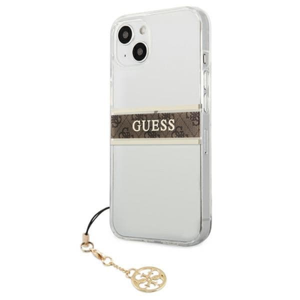 Guess 4G Stripe Brown Charm - iPhone 13 mini cover (gennemsigtig)