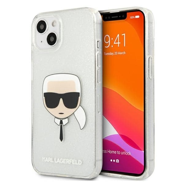 Karl Lagerfeld Karl's Head Glitter - iPhone 13 mini cover (sølv)