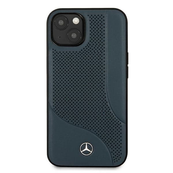 Mercedes læder perforeret område - iPhone 13 mini cover (marineblå)