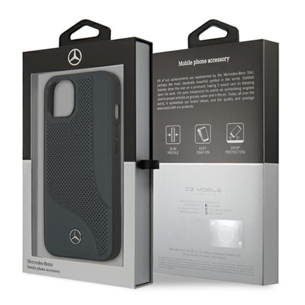 Mercedes læder perforeret område - iPhone 13 mini cover (marineblå)